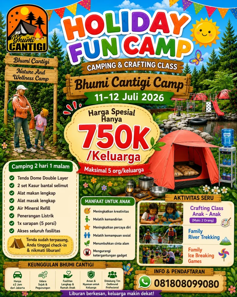 brosur bhumi cantigi, brosur holiday fun camp, brosur crafting camp